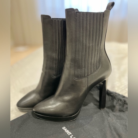 Authentic Saint Laurent Leather Mid-Calf Western Boots, Black, Includes Dust Bag - Picture 10 of 10